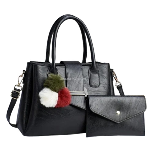 Designer 2 in 1 satchel handbag - Black