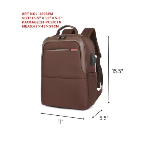 OMAYA SMOOTH DESIGNER BACKPACK- BROWN