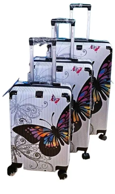 Luggage 3 Piece Sets with Spinner Wheels - Butterfly Print - Image 3