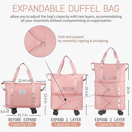 Double Layer Expandable Duffle bag with 4 wheels - Image 5