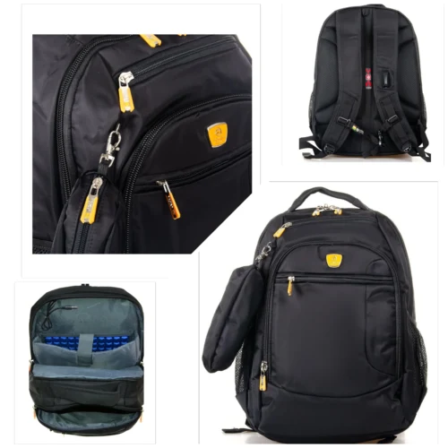 school laptop backpack, lightweight backpack, travel backpack, multi pocket backpack, student backpack, navy blue laptop bag