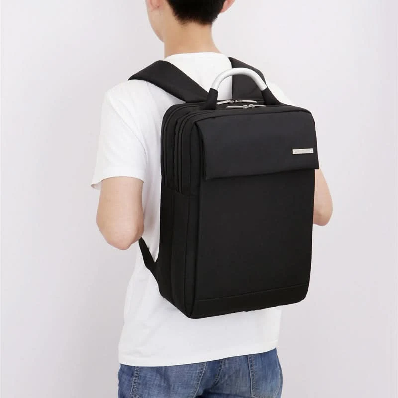 Black Package Backpack With silver Handle unisex Durable Backpack - Image 3