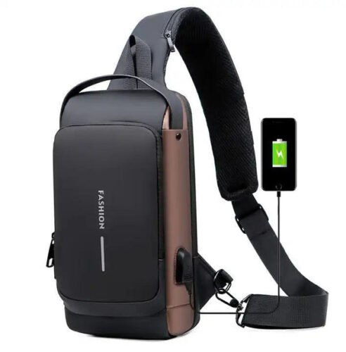 anti-theft sling bag, USB charging backpack, chest bag with USB port, waterproof crossbody bag, men sling backpack, travel sling bag
