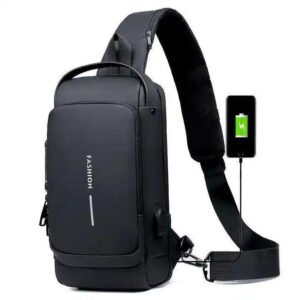 anti-theft sling bag, USB charging backpack, chest bag with USB port, waterproof crossbody bag, men sling backpack, travel sling bag