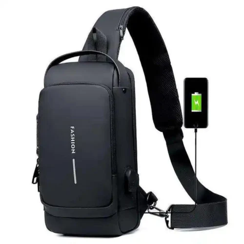 anti-theft sling bag, USB charging backpack, chest bag with USB port, waterproof crossbody bag, men sling backpack, travel sling bag