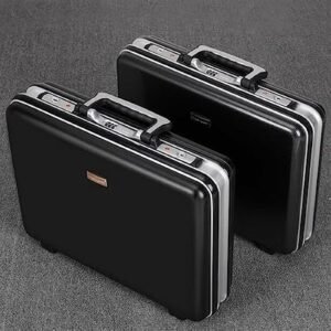 Premium hard shell executive briefcase in black and wine color for business professionals