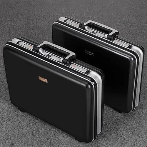 Premium hard shell executive briefcase in black and wine color for business professionals