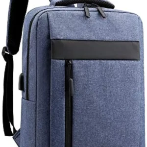 USB Charging Laptop Backpack with multiple compartments, laptop storage section and external USB charging port available in black, blue, grey and red colors