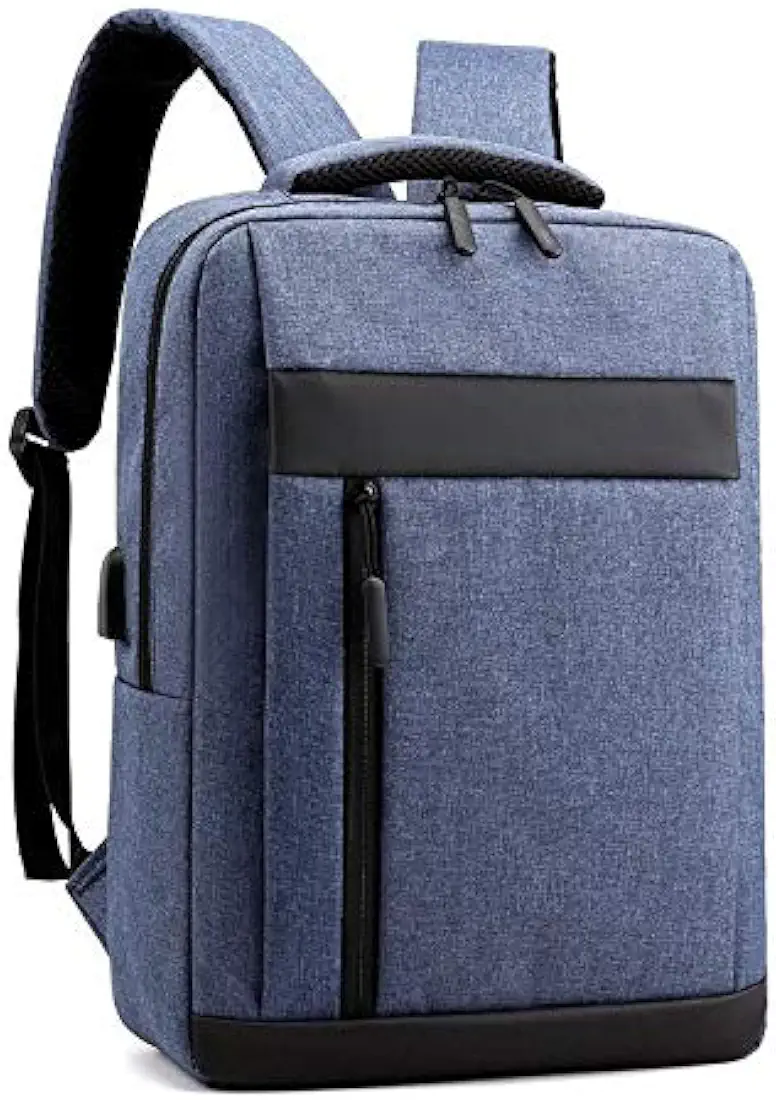 USB Charging Laptop Backpack with multiple compartments, laptop storage section and external USB charging port available in black, blue, grey and red colors
