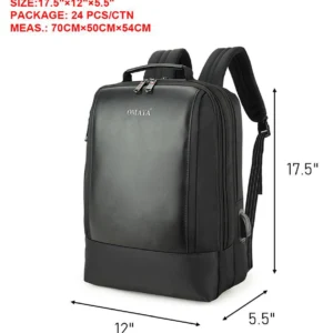 OMAYA Executive Business Laptop Backpack Black Waterproof Backpack with Multiple Compartments 17.5 Inch