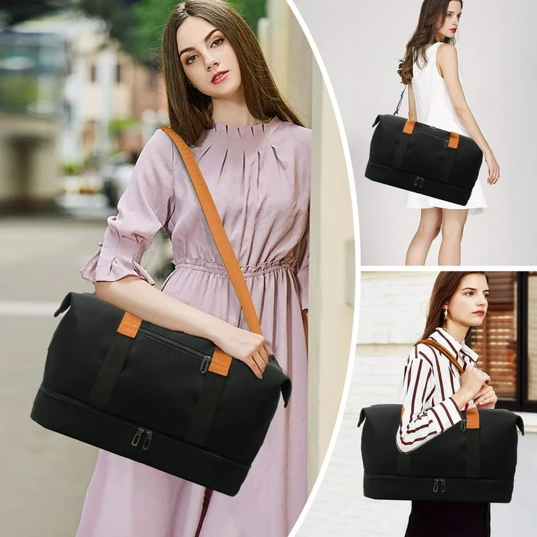 Premium Waterproof Travel Duffel Bag with Shoe Compartment, SBS Metal Zippers, Adjustable Shoulder Strap and Trolley Sleeve