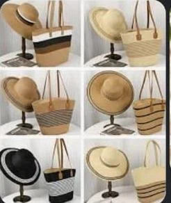 Striped 2 in 1 straw Bag Kenya in multiple colours for summer beach and everyday use
