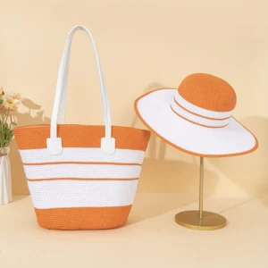 Striped Straw Tote Bag Kenya in multiple colours for summer beach and everyday use