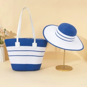 Striped straw Tote Bag Kenya in multiple colours for summer beach and everyday use
