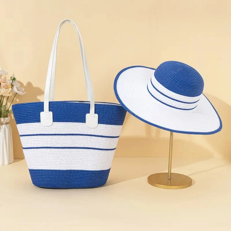 Striped straw Tote Bag Kenya in multiple colours for summer beach and everyday use