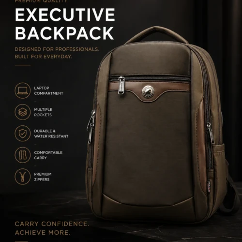 Omaya Executive Backpack with padded laptop compartment, multiple pockets and water-resistant design