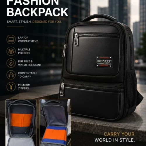 Premium Weirsoon Fashion Backpack premium black laptop backpack with multiple compartments for business, travel and everyday use.