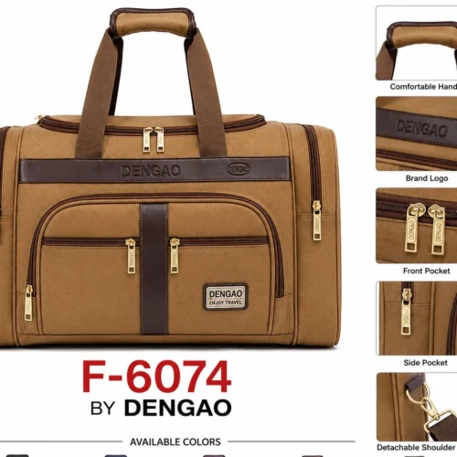Dengao Travel Duffel Bag with spacious main compartment and front pockets