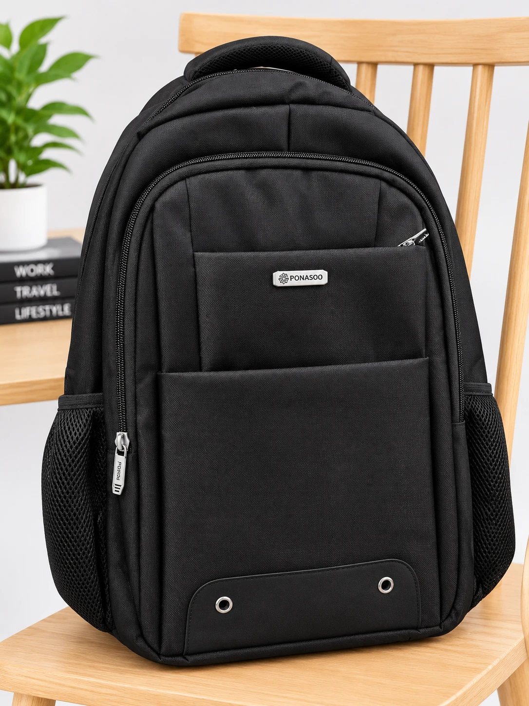 Ponasoo 5002 black backpack for work, travel and everyday use